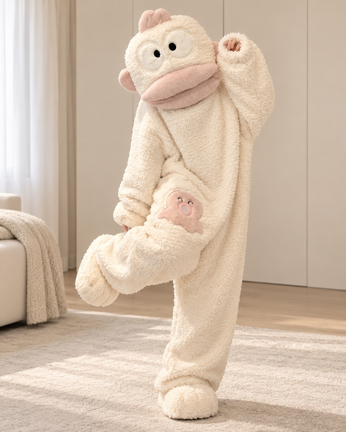 Guimauve, wearing the Monster Onesie
