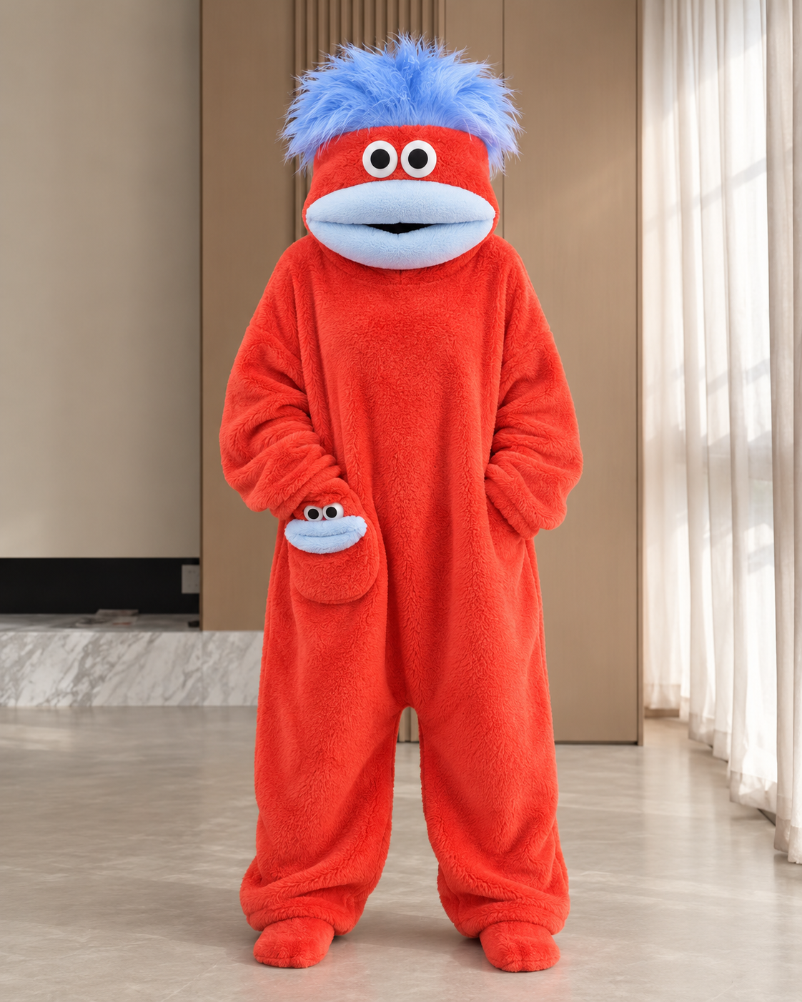 Grenadine, wearing the Monster Onesie
